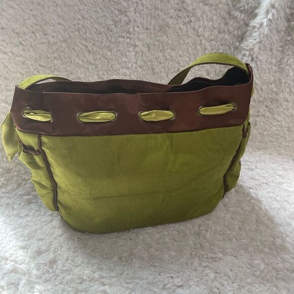 Ipa-Nima fabric green& Brown Floral embroidery medium shoulder bag bohemian look - Picture 8 of 16